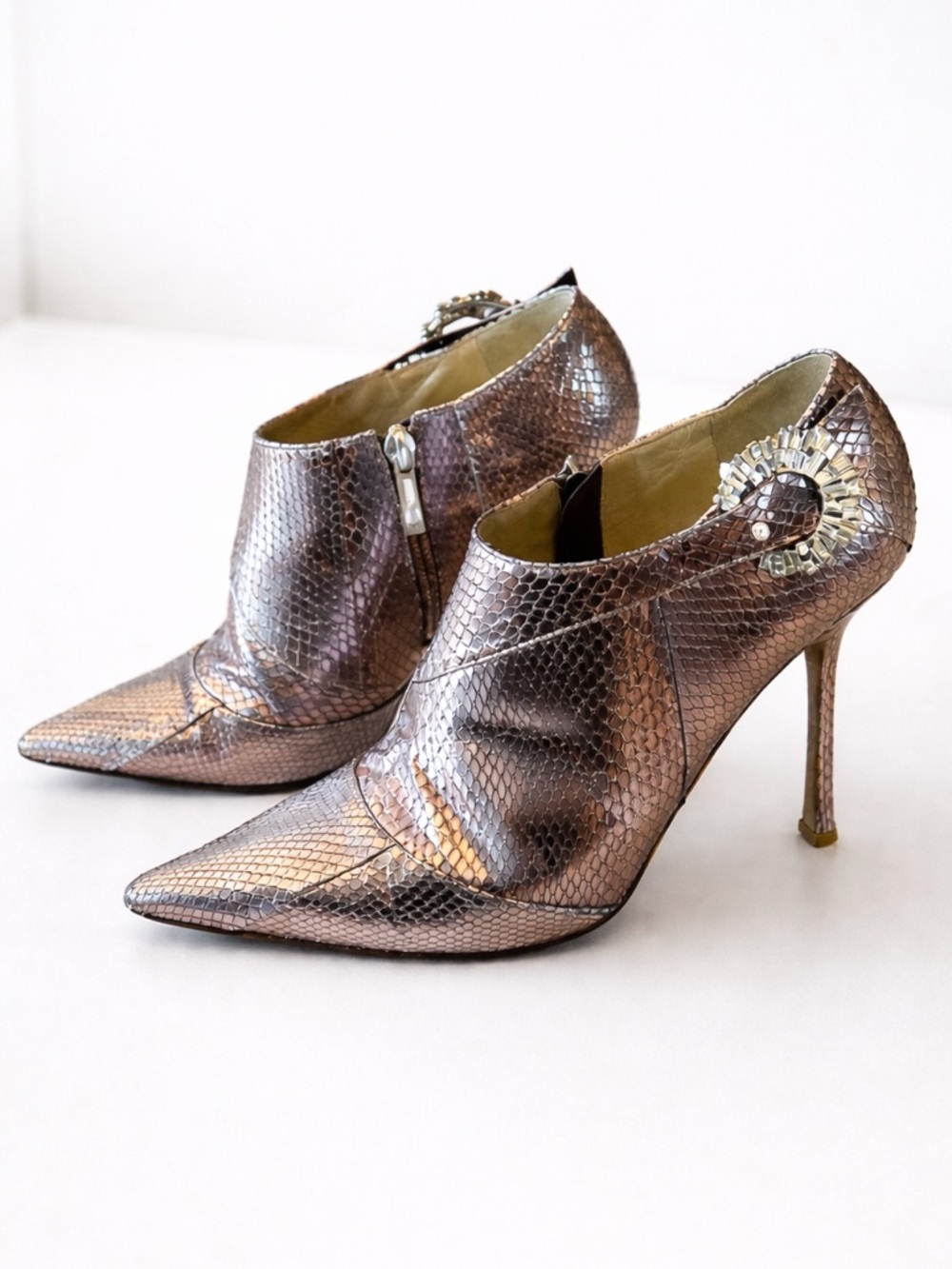 Jimmy Choo Pink Snakeskin Ankle Bling Boots 38/8 - Picture 4 of 14